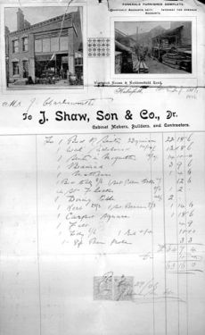 Invoice to John and Millicent Charlesworth of No. 172 Dunford Road Cross, Holmfirth.