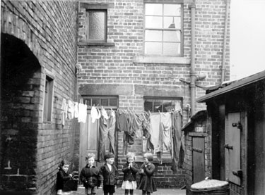 BOROUGH OF BATLEY, PROVIDENCE STREET UNHEALTHY AREA (FIRST STAGE) - Rear view of 20 Hume Street, also view of yard of 20, 22, 28 & 30 Hume Street