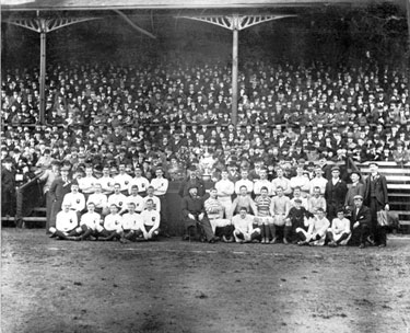 Group photograph of both teams - Batley v. St. Helens (Rugby)