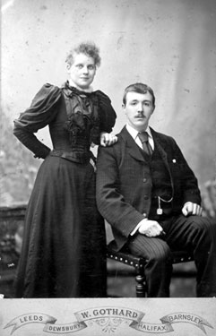 Studio photo of Annie Spivey and W. H. Davenport, of Hanging Heaton, Batley