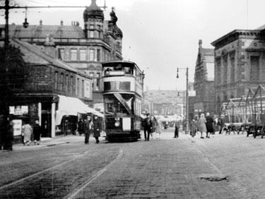 Commercial Street, Batley - with the Town Hall situated to the right.