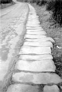 Old stone flagged footpath "Packhorse Causeway",  Upper Batley Lane.
