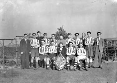 Bradley United Football Club with Shield and Cups 	