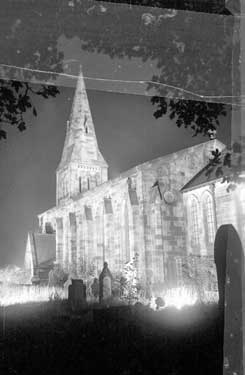 Linthwaite Parish Church floodlit for 121st Anniversary 	