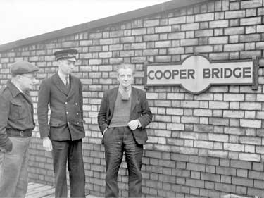 Cooper Bridge Station with Station-Master and Porter 	