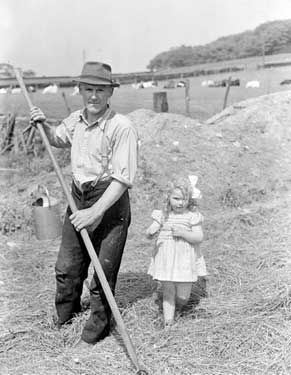 Mr Sam Peace, Farmer with young girl 	