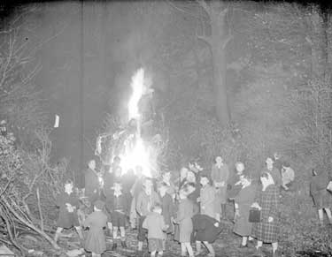 Giant bonfire at Fenay Bridge, Huddersfield 	