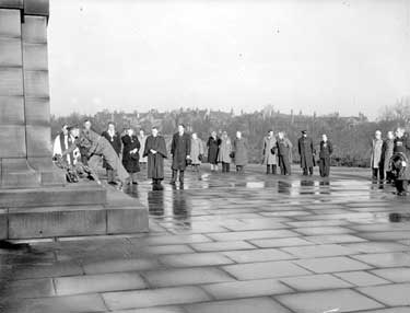 Remembrance day, soldier laying wreath, Greenhead Park, Huddersfield 	
