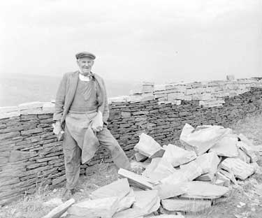 Mr E. Blakeley dry stone walling aged 77 	