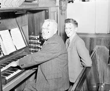 Organist, Mr W Parker and Grandson, Bernard Jagger from Emley 	