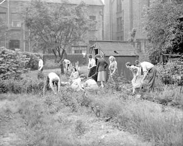 Group of People gardening in Vicar's Garden 	