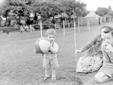Boy with ball in Greenhead Park, Huddersfield 	