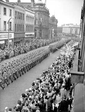 Duke of Wellington Regiment march, New Street, Huddersfield 	