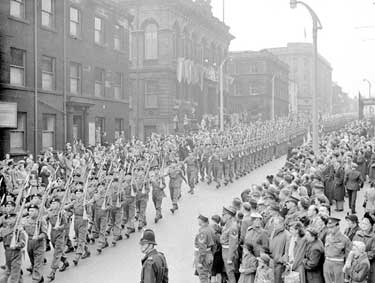 Duke of Wellington Regiment parade, Huddersfield 	