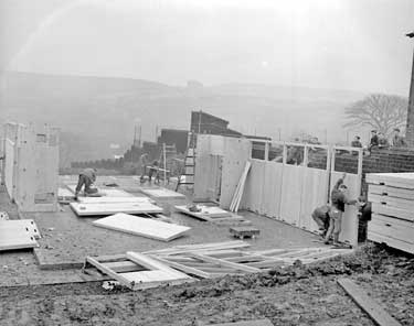 Prefabricated school buildings being erected at Holmfirth 	