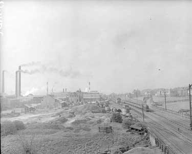 View of railway and Holliday's Chemical works, Bradley, Huddersfield 	