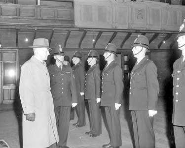 Inspection of policemen for London coronation duties 	