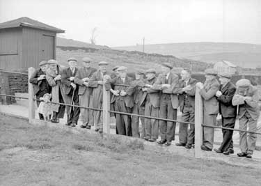Group of men at Slaithwaite, Huddersfield 	