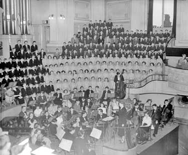 School concert at Huddersfield Town Hall 	