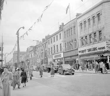 New Street, Huddersfield , decorated for the Coronation 	