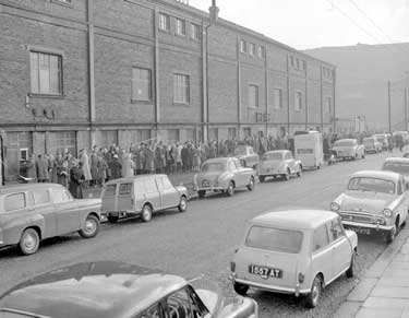 Sale of cup tie replay tickets at Leeds Road, Huddersfield. 	