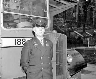Bus driver Dennis Roberts, Huddersfield Corporation Buses. 	