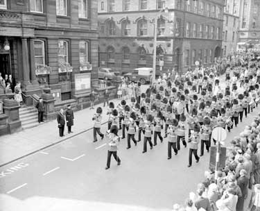 Guards band in Ramsden Street, Huddersfield 	