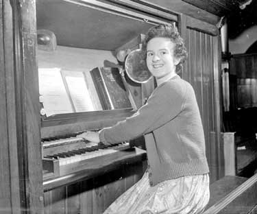 Paula Moxon, aged 14, organist at Cowns Methodist 	