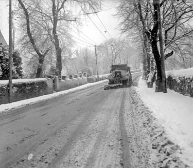 Snow plough on Halifax Road, Huddersfield 	