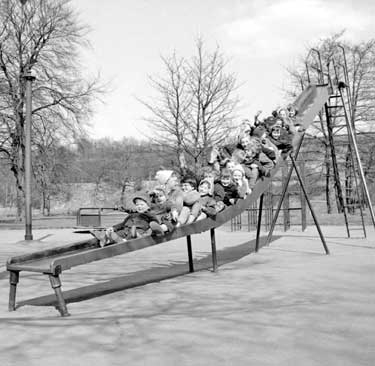 Children on slide 	