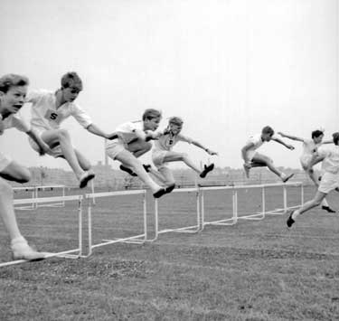 Huddersfield New College Sports Day - hurdles 	