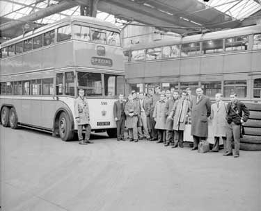 Tramway enthusiasts at Longroyd Bridge Trolley Shed 	