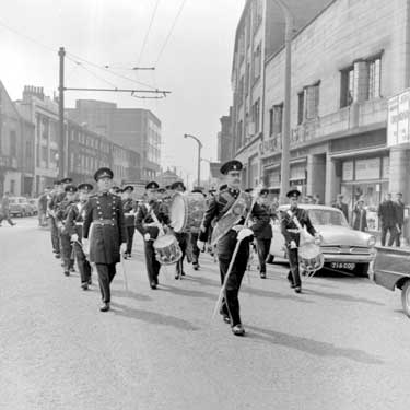 D.W.R Band marching in Huddersfield 	