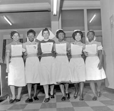 Sister with nurses, St Luke's Wing, Storthes Hall 	