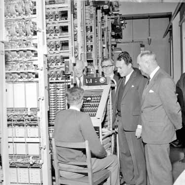 John Addy at the new telephone exchange 	