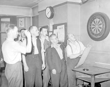 Men playing darts, Kirkheaton 	