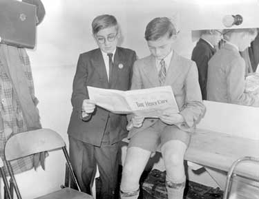 Boys reading newspaper, Greenhead Park 'Special' 	