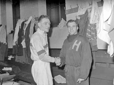 Harry Bradshaw, new Fartown Player, with Russell Pepperell 	