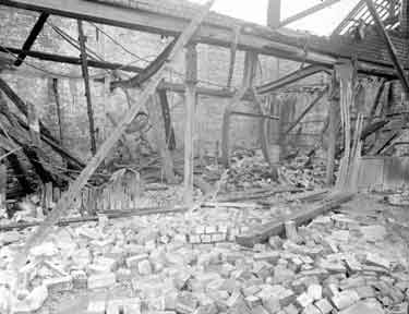 Fire damaged mill at Mirfield 	