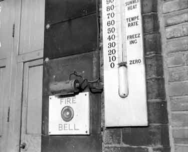 Thermometer outside fire station 	
