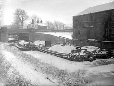 Three barges in snow 	