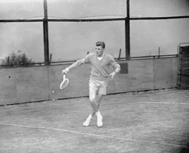 N Knudsen playing tennis at Edgerton, Huddersfield 	