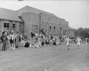 Mirfield Grammar School sports day, relay race. 	