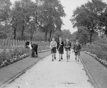 Four boys in Greenhead Park 	