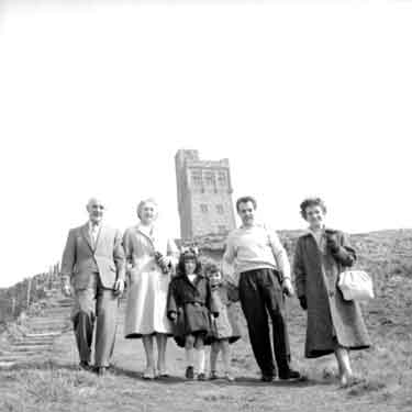 Family at Castle Hill, Huddersfield 	