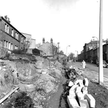 Road widening at top of Woodhouse Hill, Fartown 	
