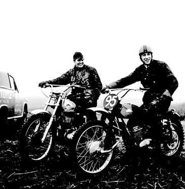 Mike Natton? and Terry Forest? with motor cycles 	