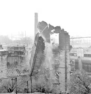 Demolition after fire at Broadhead and Graves Mill, Kirkheaton 	
