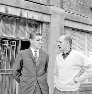 Ian Greaves, new trainer at Huddersfield Town, with Eddie Booth 	