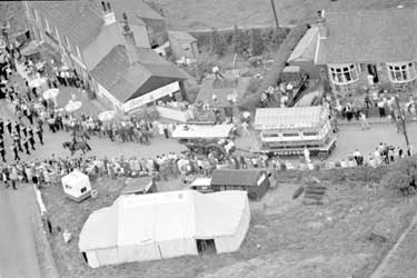 Aerial view of Denby Dale Pie event 	